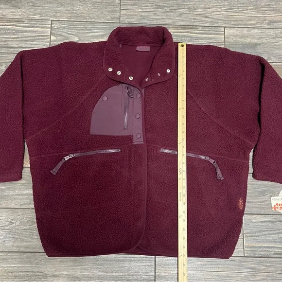 NWT Free People Movement x Hatch Hit The Slopes Fleece Jacket Medium Deep Maroon - Picture 9 of 15